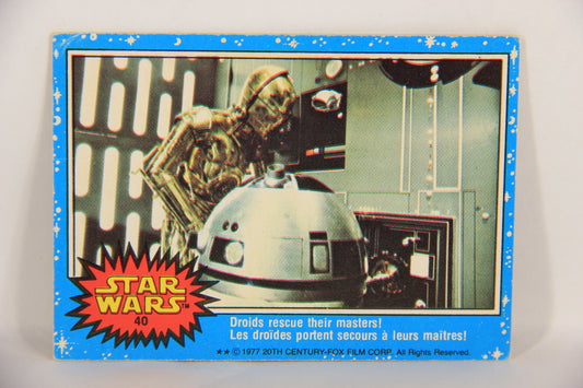 Star Wars 1977 Trading Card #40 Droids Rescue Their Masters FR-ENG OPC L019217