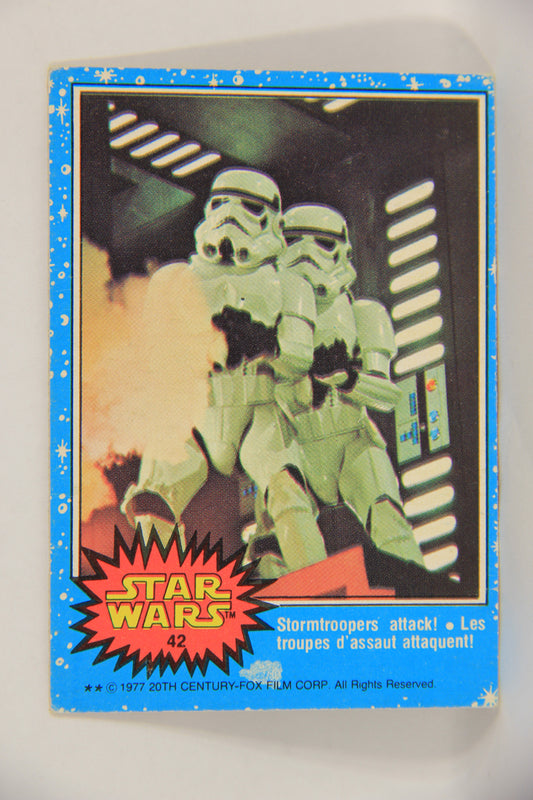 Star Wars 1977 Trading Card #42 Stormtroopers Attack FR-ENG OPC L019219