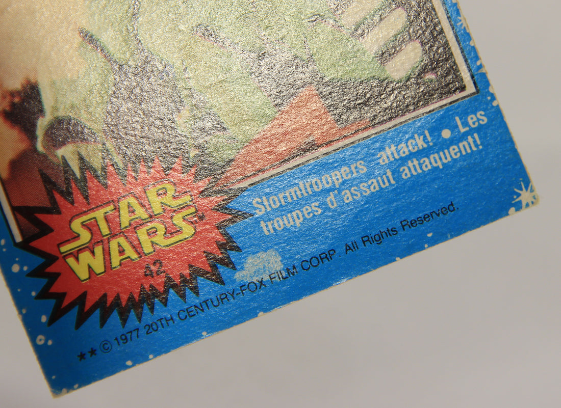 Star Wars 1977 Trading Card #42 Stormtroopers Attack FR-ENG OPC L019219