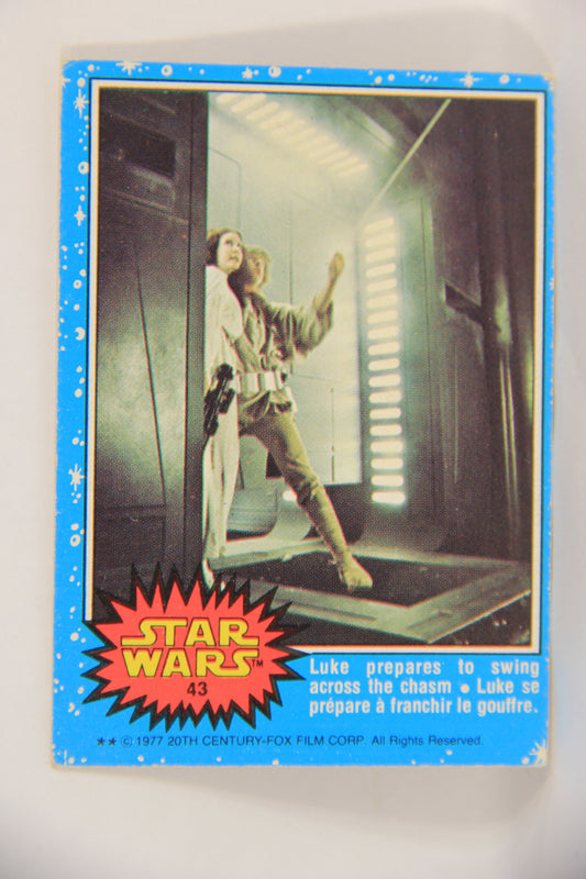 Star Wars 1977 Card #43 Luke Prepares To Swing Across The Chasm FR-ENG OPC L019220