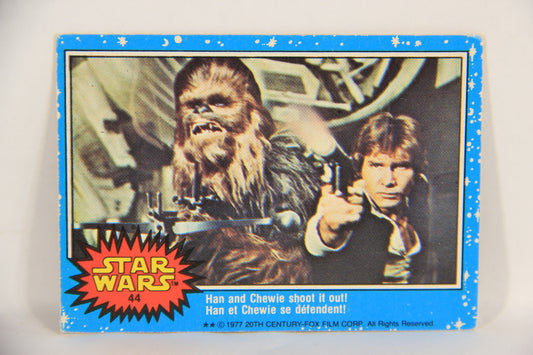Star Wars 1977 Trading Card #44 Han And Chewie Shoot It Out FR-ENG OPC L019221