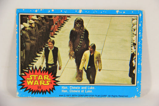 Star Wars 1977 Trading Card #55 Han Chewie And Luke FR-ENG O-Pee-Chee L019228