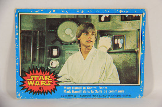 Star Wars 1977 Trading Card #61 Mark Hamill In Control Room FR-ENG OPC L019232