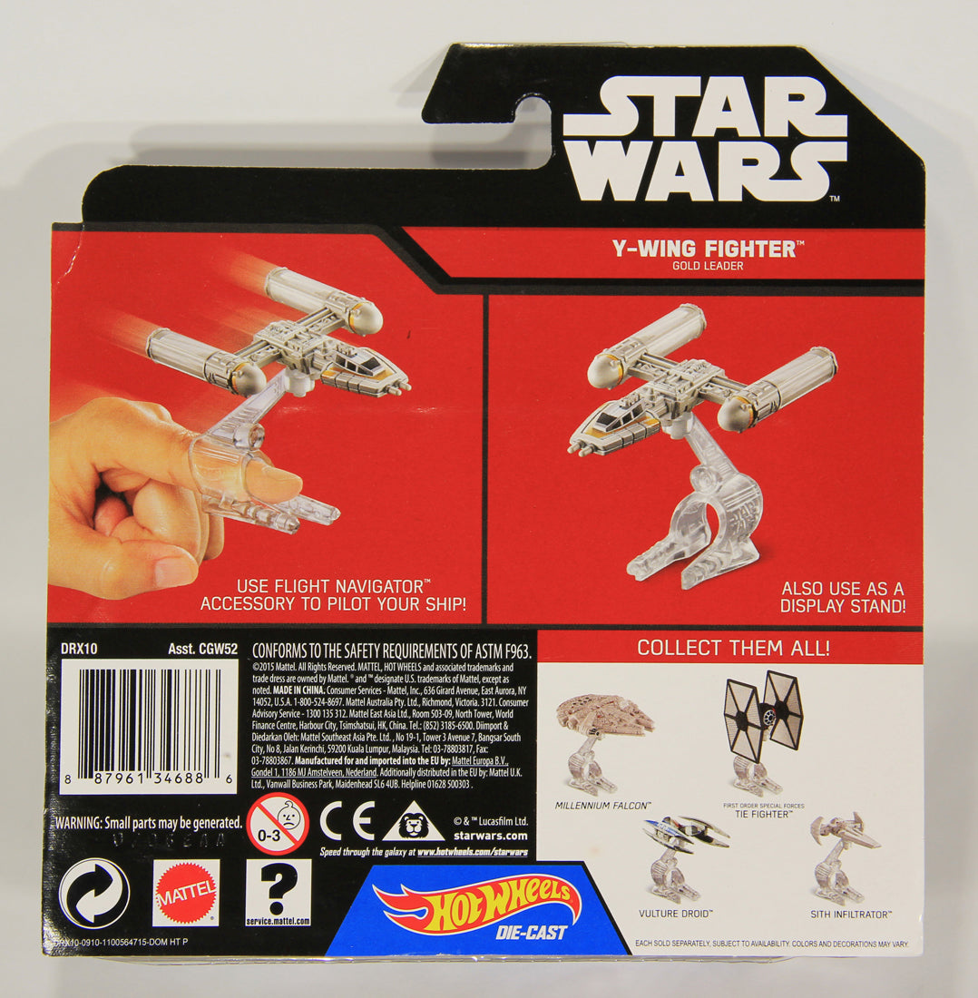 Star Wars Hot Wheels Die-Cast Flight Navigator #24 Y-Wing Fighter Gold Leader L019438