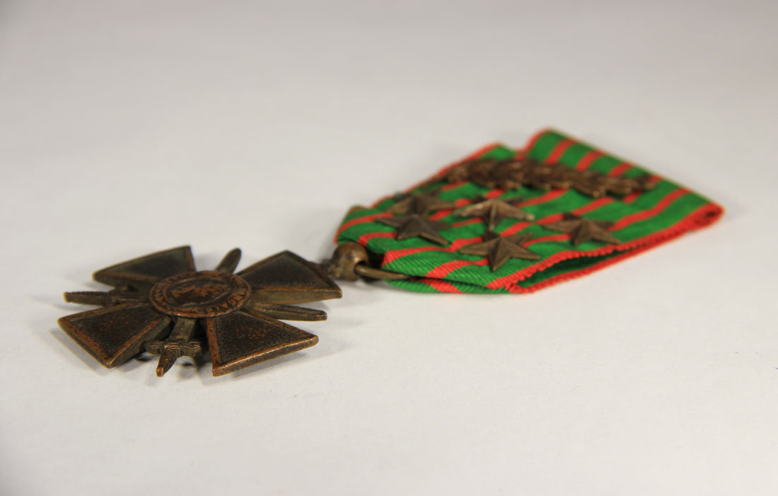 France 1915 WWI Croix De Guerre 1914-1918 - War Cross With Palm & 5 Stars - Bronze L019467