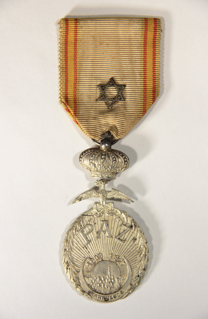 Spain 1927 Medal For Peace In Northern Morocco - Full Crown - Damaged - Silvered Zinc L019520