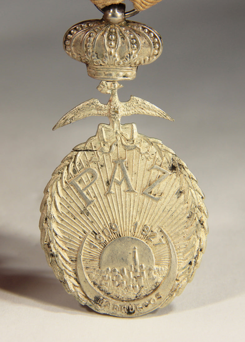 Spain 1927 Medal For Peace In Northern Morocco - Full Crown - Damaged - Silvered Zinc L019520