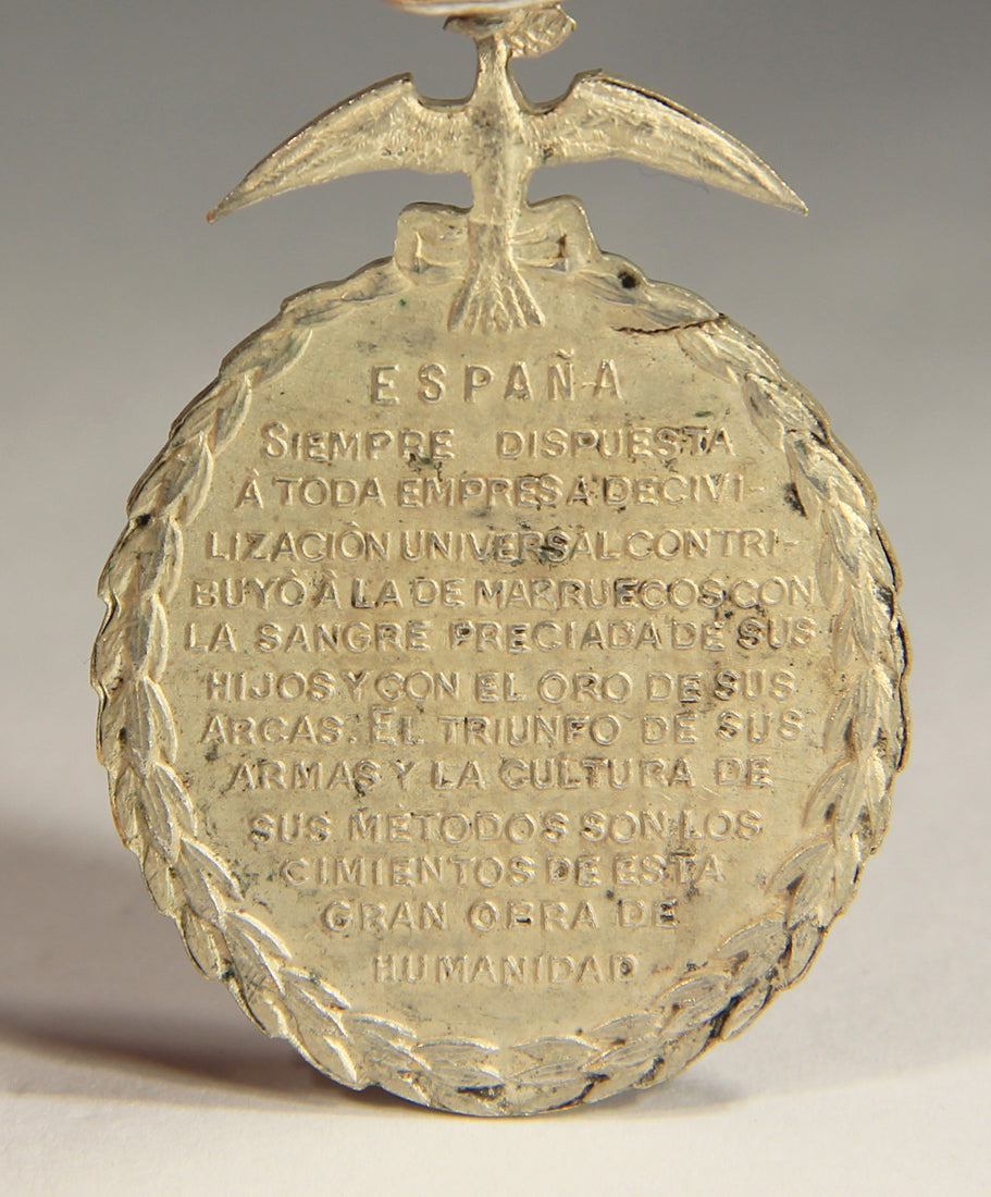 Spain 1927 Medal For Peace In Northern Morocco - Full Crown - Damaged - Silvered Zinc L019520