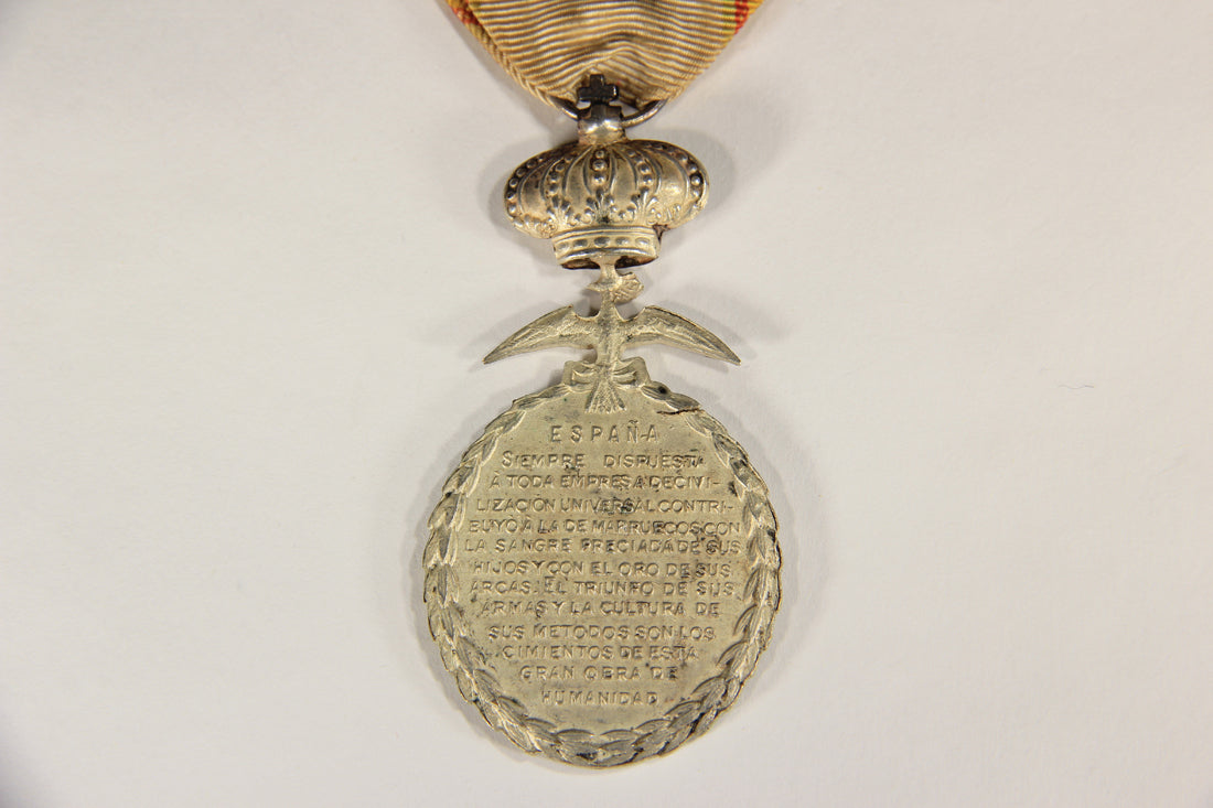 Spain 1927 Medal For Peace In Northern Morocco - Full Crown - Damaged - Silvered Zinc L019520
