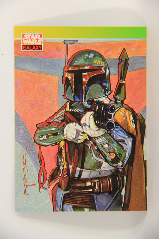 Star Wars Galaxy 1993 Topps Card #127 Boba Fett Bounty Hunter Artwork ENG L019579
