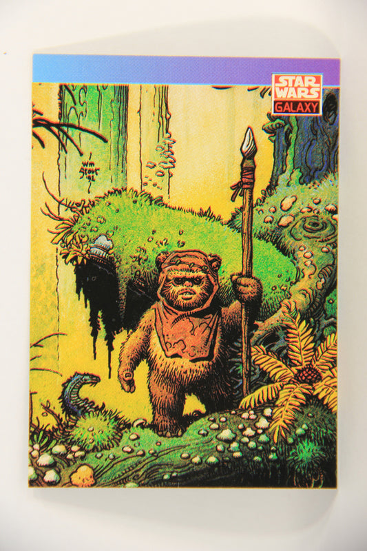 Star Wars Galaxy 1993 Topps Card #129 Wicket's Home Artwork ENG L019581