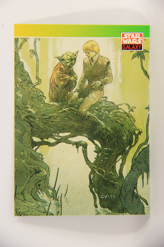 Star Wars Galaxy 1993 Topps Trading Card #134 Yoda Training Luke Artwork ENG L019584