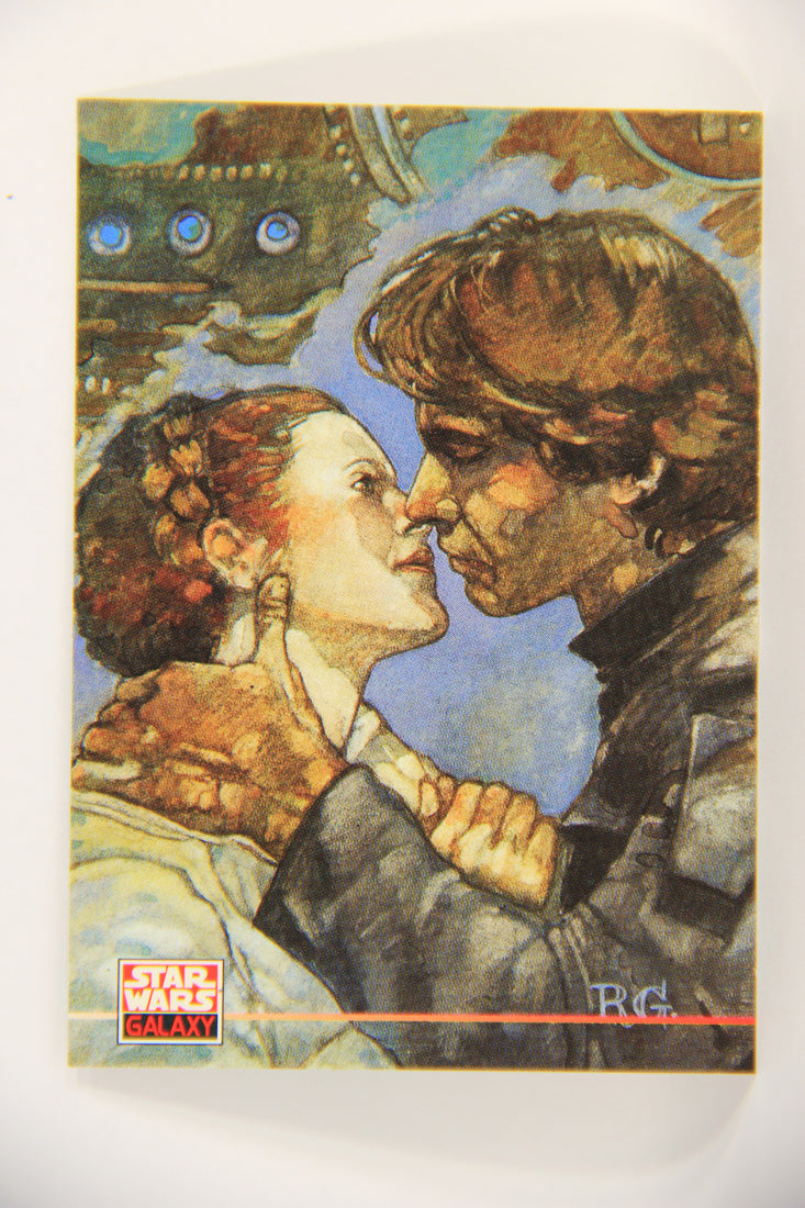 Star Wars Galaxy 1994 Topps Card #230 Leia And Han Kisses Artwork ENG L019624