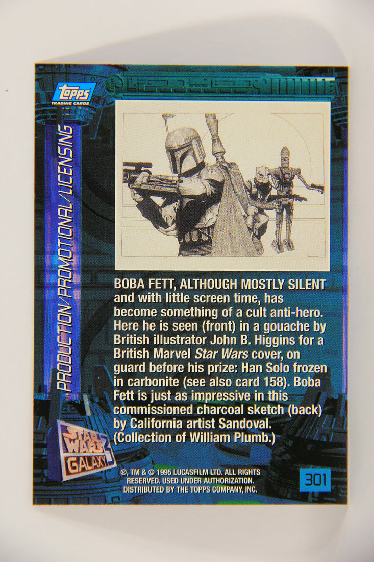 Star Wars Galaxy 1995 Topps Card #301 Boba Fett Cloud City Artwork ENG L019663