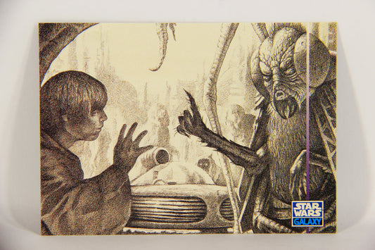 Star Wars Galaxy 1995 Topps Card #351 Luke Sells His Landspeeder Artwork ENG L019713