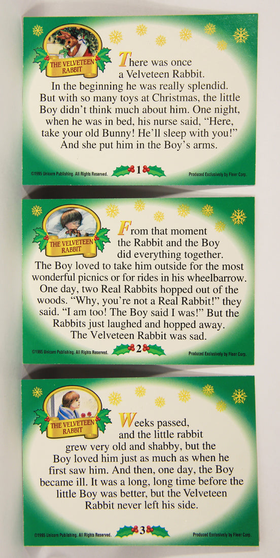 Christmas 7 Card Story Fleer 1995 Trading Card Set #1-7 The Velveteen Rabbit ENG L019745