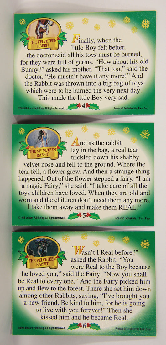 Christmas 7 Card Story Fleer 1995 Trading Card Set #1-7 The Velveteen Rabbit ENG L019745