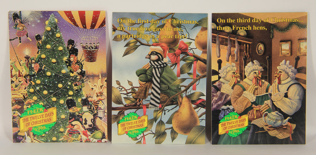Christmas 7 Card Story Fleer 1995 Trading Card Set #1-7 The Twelve Days Of Christmas L019747