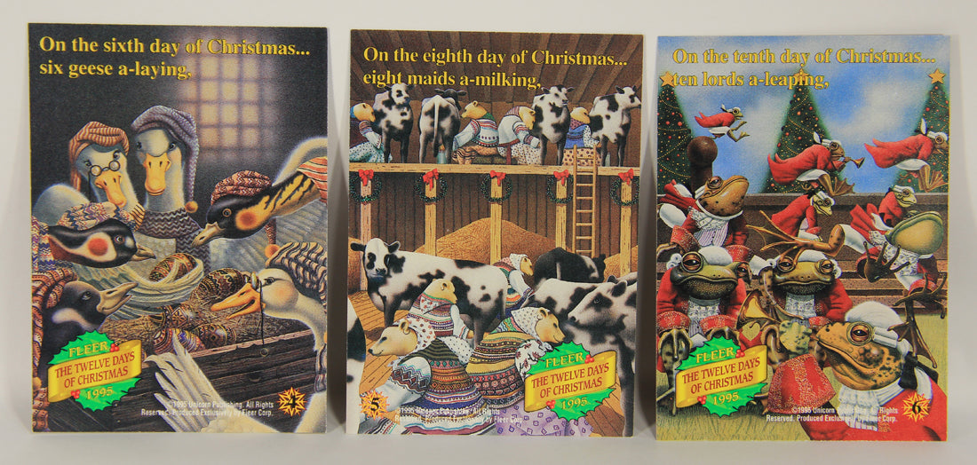 Christmas 7 Card Story Fleer 1995 Trading Card Set #1-7 The Twelve Days Of Christmas L019747
