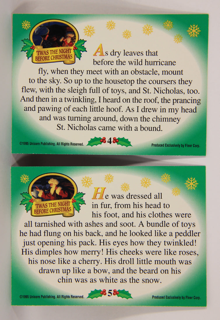 Christmas 7 Card Story Fleer 1995 Card Set #1-7 'Twas The Night Before Christmas L019749