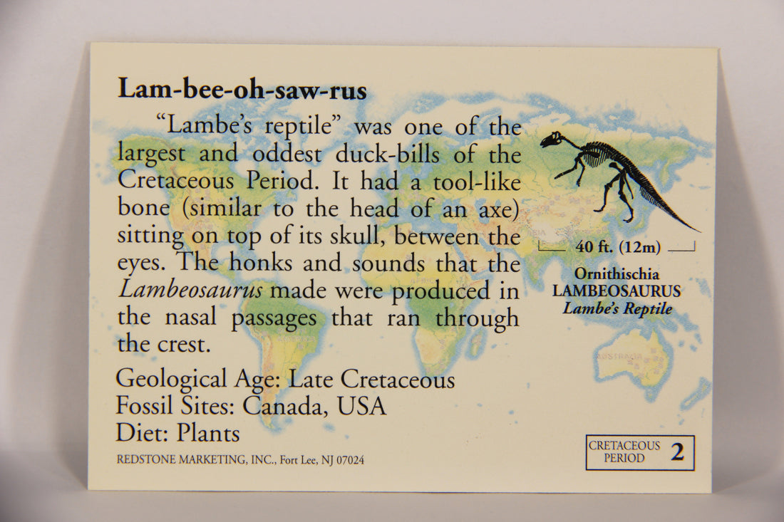 Dinosaurs The Mesozoic Era 1993 Vintage Trading Card #2 Lambeosaurus ENG L019768