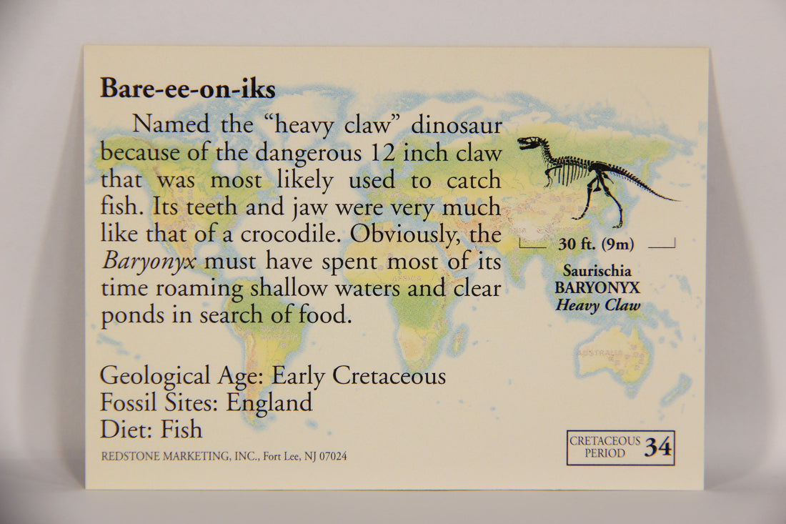 Dinosaurs The Mesozoic Era 1993 Vintage Trading Card #34 Baryonyx ENG L019774