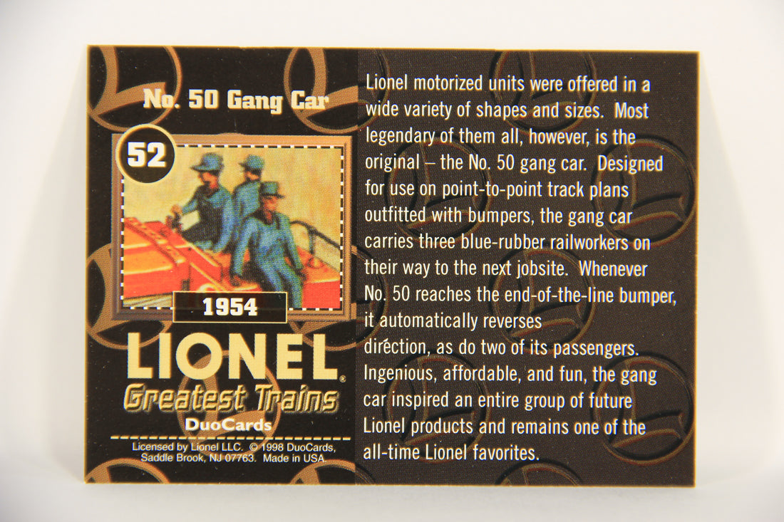 Lionel Greatest Trains 1998 Trading Card #52 - 1954 No. 50 Gang Car ENG L019786