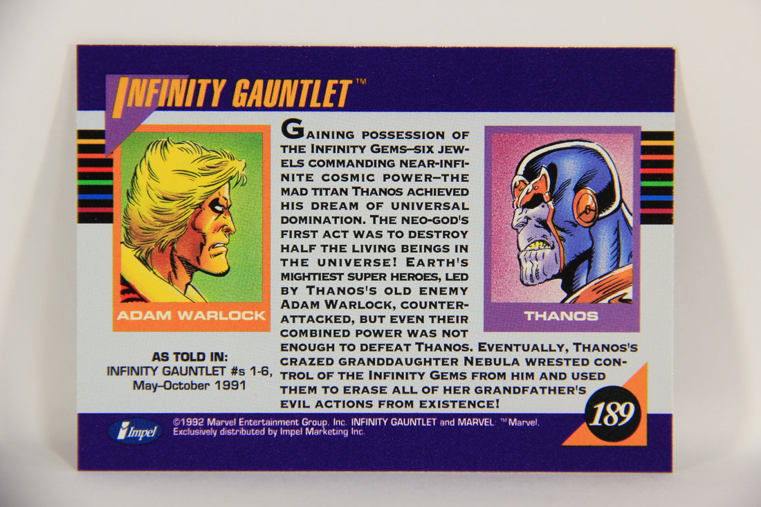 1992 Marvel Universe Series 3 Trading Card #189 Infinity Gauntlet ENG L019792