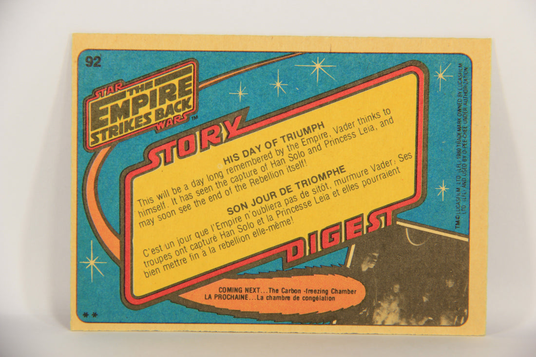 Star Wars The Empire Strikes Back Card #92 His Day Of Triumph FR-ENG OPC L019848