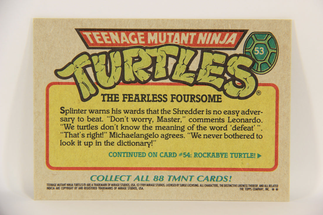 Teenage Mutant Ninja Turtles 1989 Trading Card #53 The Fearless Foursome ENG L019861