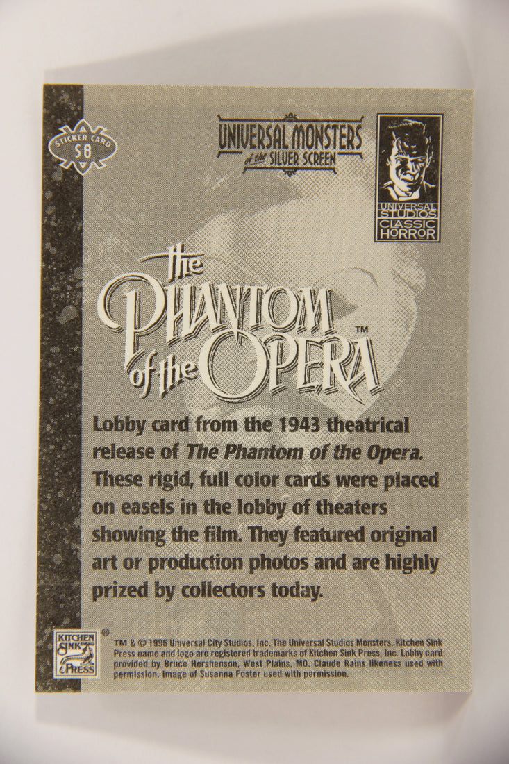 Universal Monsters Of The Silver Screen 1996 Sticker Card #S8 The Phantom Of The Opera 1943 L019878