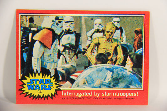 Star Wars 1977 Trading Card #94 Interrogated By Stormtroopers - Ink ERROR Topps L019905