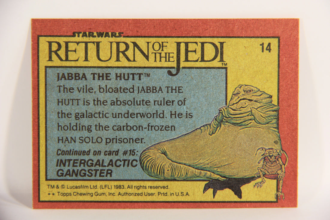Star Wars Return Of The Jedi 1983 Card #14 Jabba The Hutt ENG Topps L019930