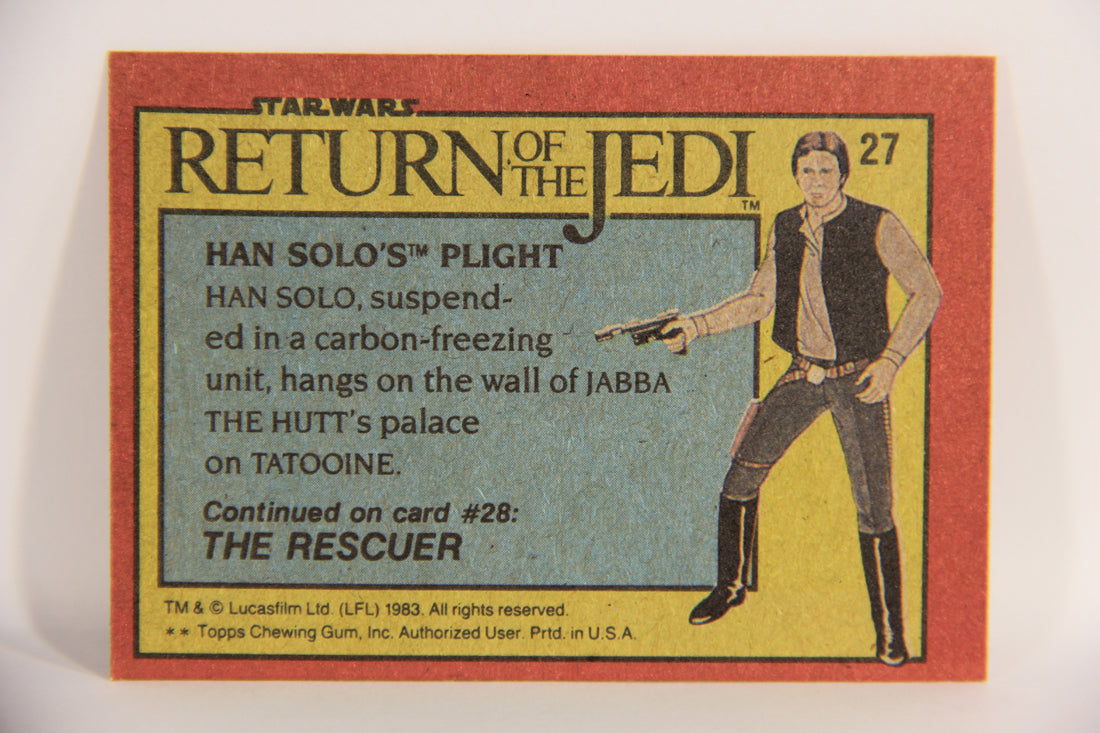 Star Wars Return Of The Jedi 1983 Card #27 Han Solo's Plight ENG Topps L019933