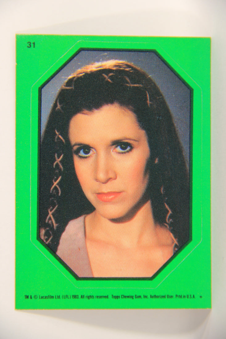 Star Wars ROTJ 1983 Sticker Trading Card #31 Princess Leia - Green - Topps L019949