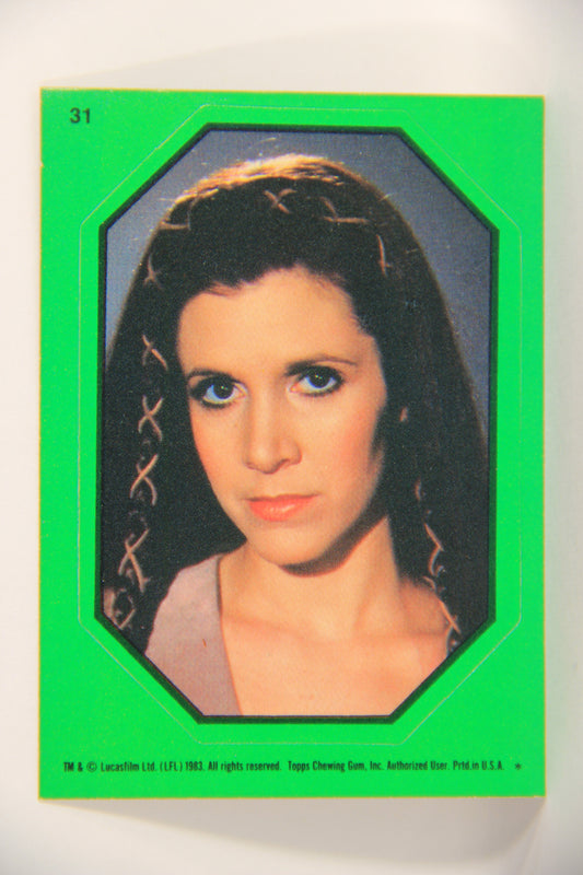 Star Wars ROTJ 1983 Sticker Trading Card #31 Princess Leia - Green - Topps L019949