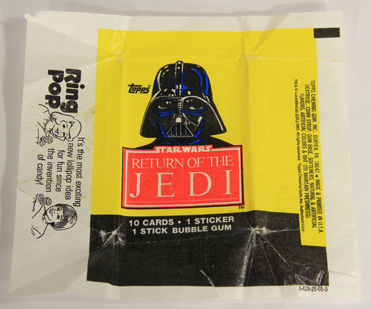 Star Wars ROTJ 1983 Trading Card Wax Wrapper Darth Vader ENG Topps L019950