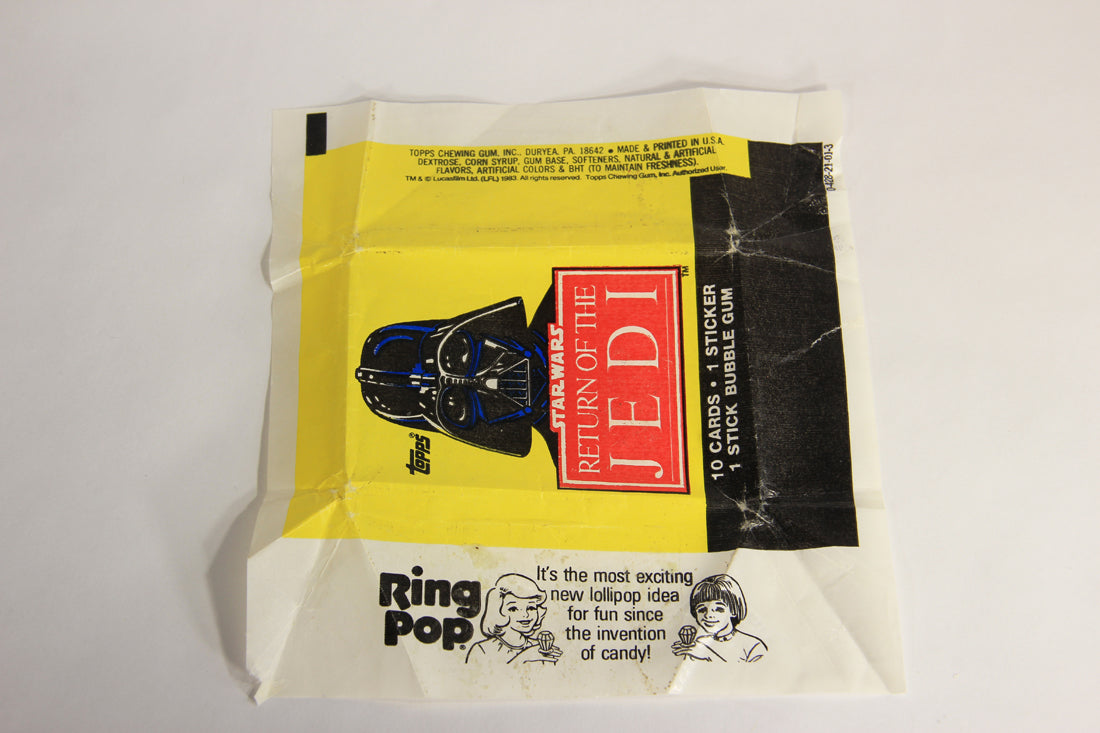 Star Wars ROTJ 1983 Trading Card Wax Wrapper Darth Vader ENG Topps L019950