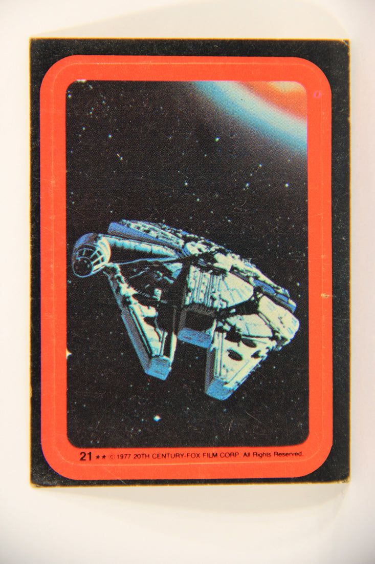 Star Wars 1977 Sticker Card #21 Millennium Falcon Speeds Through Space Topps L019953