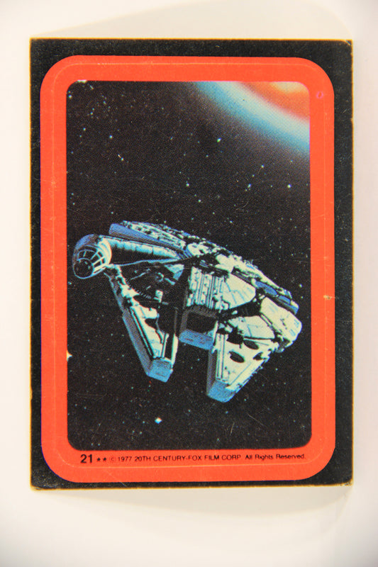 Star Wars 1977 Sticker Card #21 Millennium Falcon Speeds Through Space Topps L019953