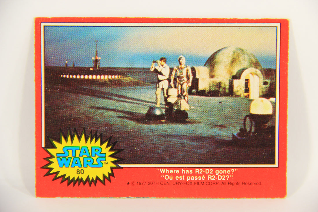Star Wars 1977 Trading Card #80 Where Has R2-D2 Gone FR-ENG OPC L019959