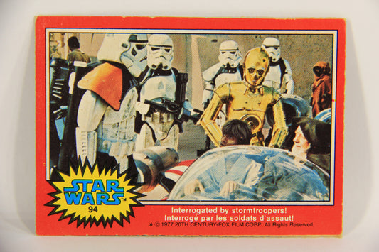 Star Wars 1977 Trading Card #94 Interrogated By Stormtroopers FR-ENG OPC L019962
