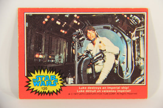 Star Wars 1977 Trading Card #120 Luke Destroys An Imperial Ship FR-ENG OPC L019972