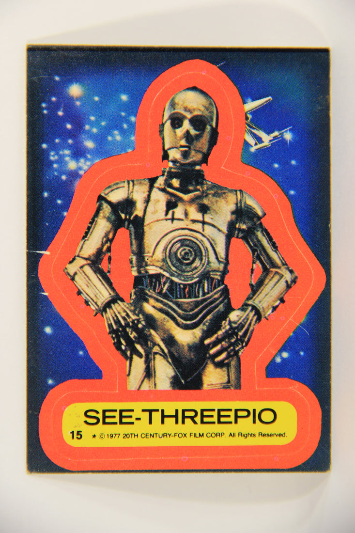Star Wars 1977 Sticker Card #15 See-Threepio ENG O-Pee-Chee L019979