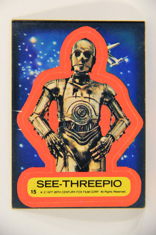 Star Wars 1977 Sticker Card #15 See-Threepio ENG O-Pee-Chee L019979