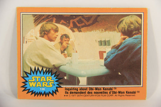 Star Wars 1977 Trading Card #136 Inquiring About Obi-Wan Kenobi FR-ENG OPC L019985