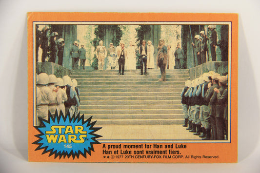 Star Wars 1977 Card #145 A Proud Moment For Han And Luke FR-ENG OPC L019994
