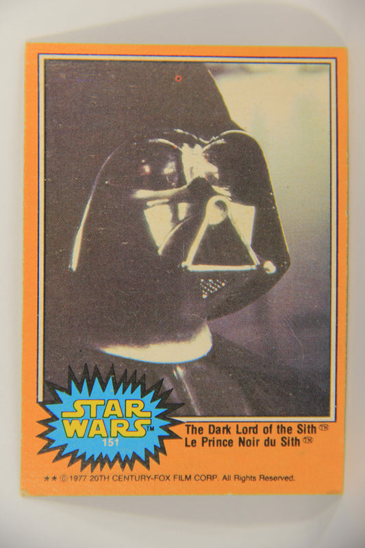 Star Wars 1977 Trading Card #151 The Dark Lord Of The Sith FR-ENG O-Pee-Chee L019998