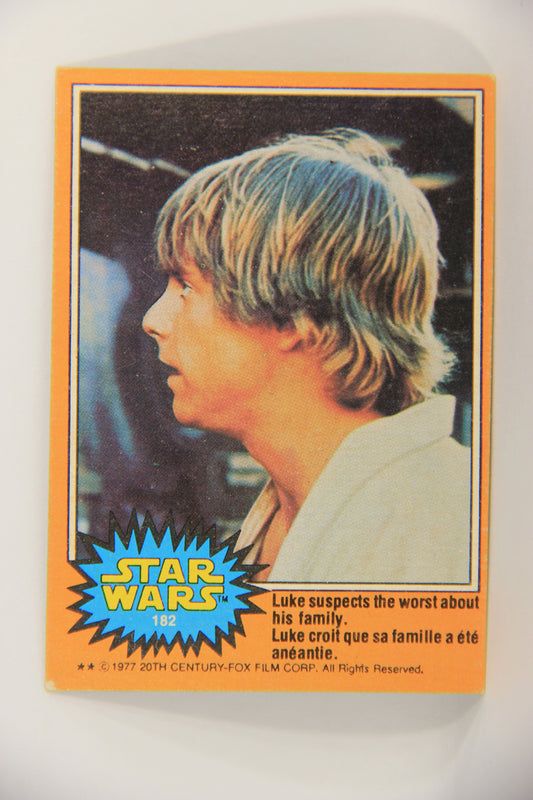 Star Wars 1977 Card #182 Luke Suspects The Worst About His Family FR-ENG POC L020020