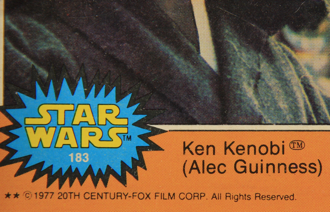 Star Wars 1977 Card #183 Ken Kenobi (Alec Guinness) Printing Error FR-ENG OPC L020021